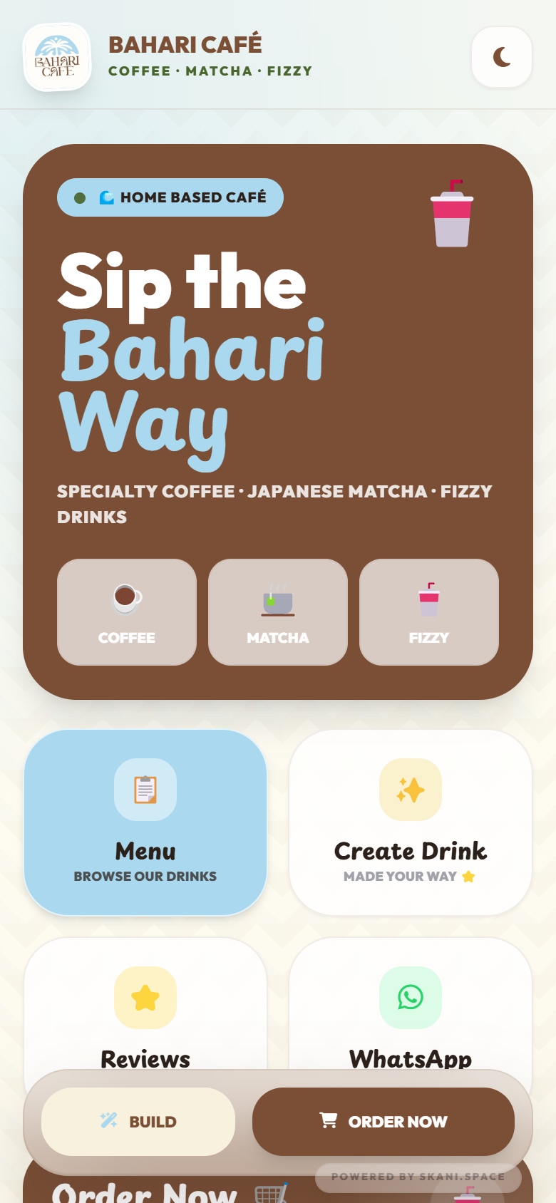 Bahari Café — actual mobile experience capture