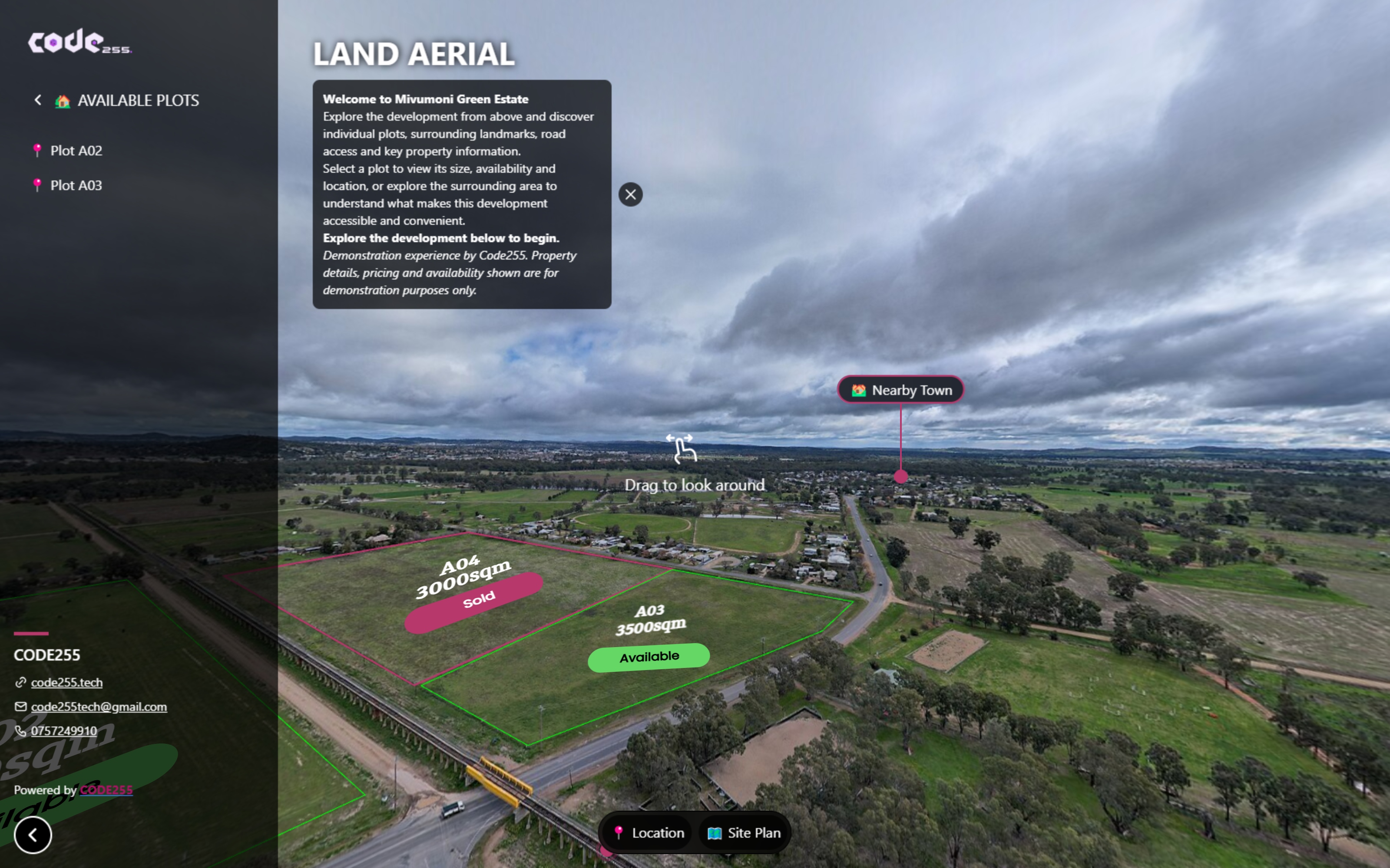 A capture from the interactive land demonstration.